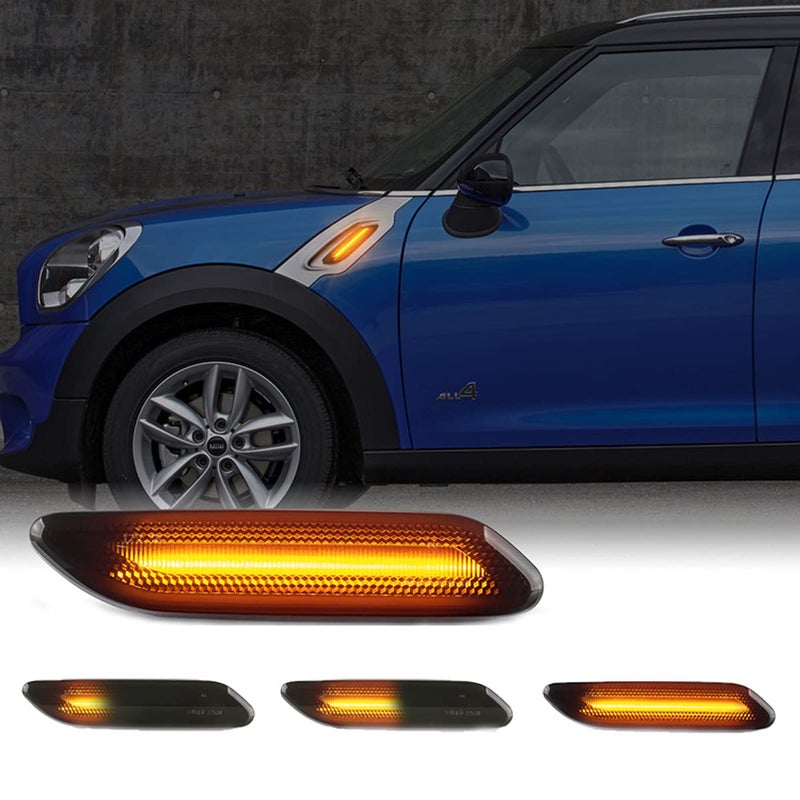 Gempro LED Front Fender Side Marker Lights Assembly Smoke Lens Turn Signal Lamp Replacement for 2011 2012 2013 2014 2015 2016 Mini Cooper R60 R61 Countryman Paceman, 2PCS - Image 1
